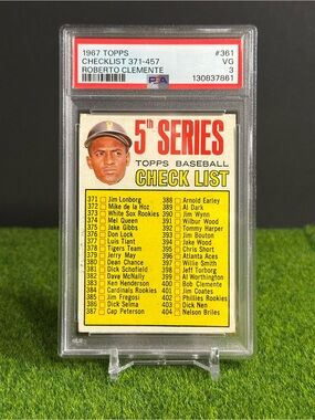 1967 TOPPS ROBERTO CLEMENTE #361 5th SERIES CHECKLIST PSA 3